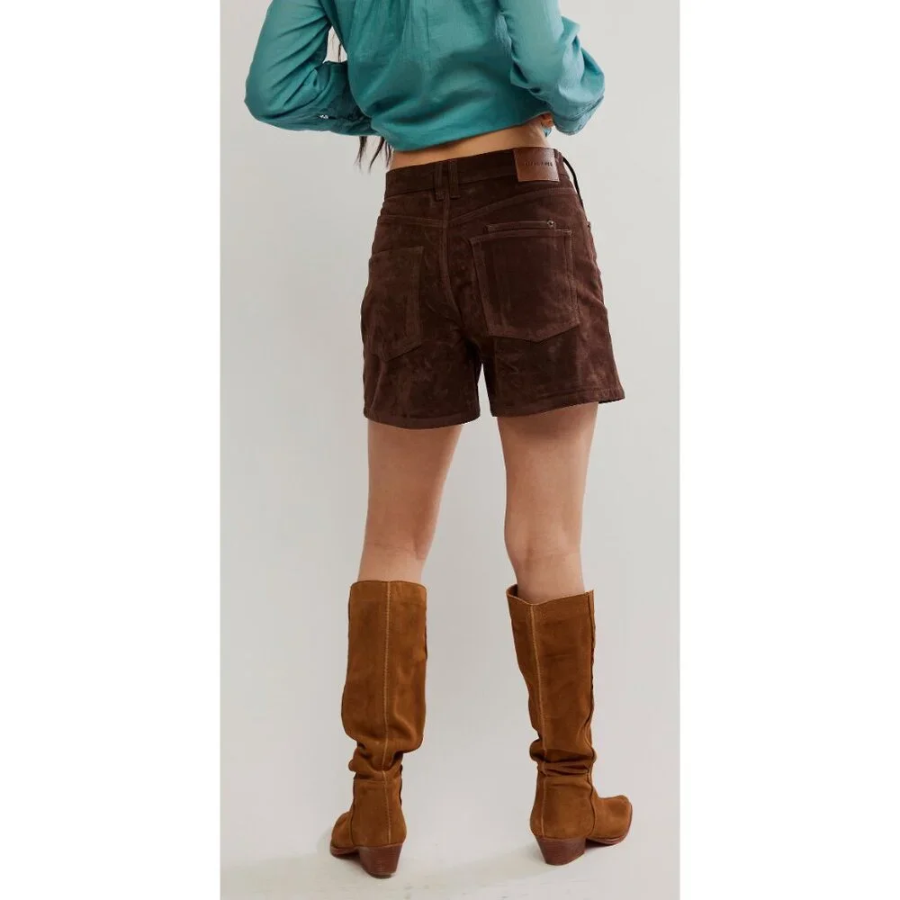 Free People Tippi Vegan Suede Shorts Chicory Coffee